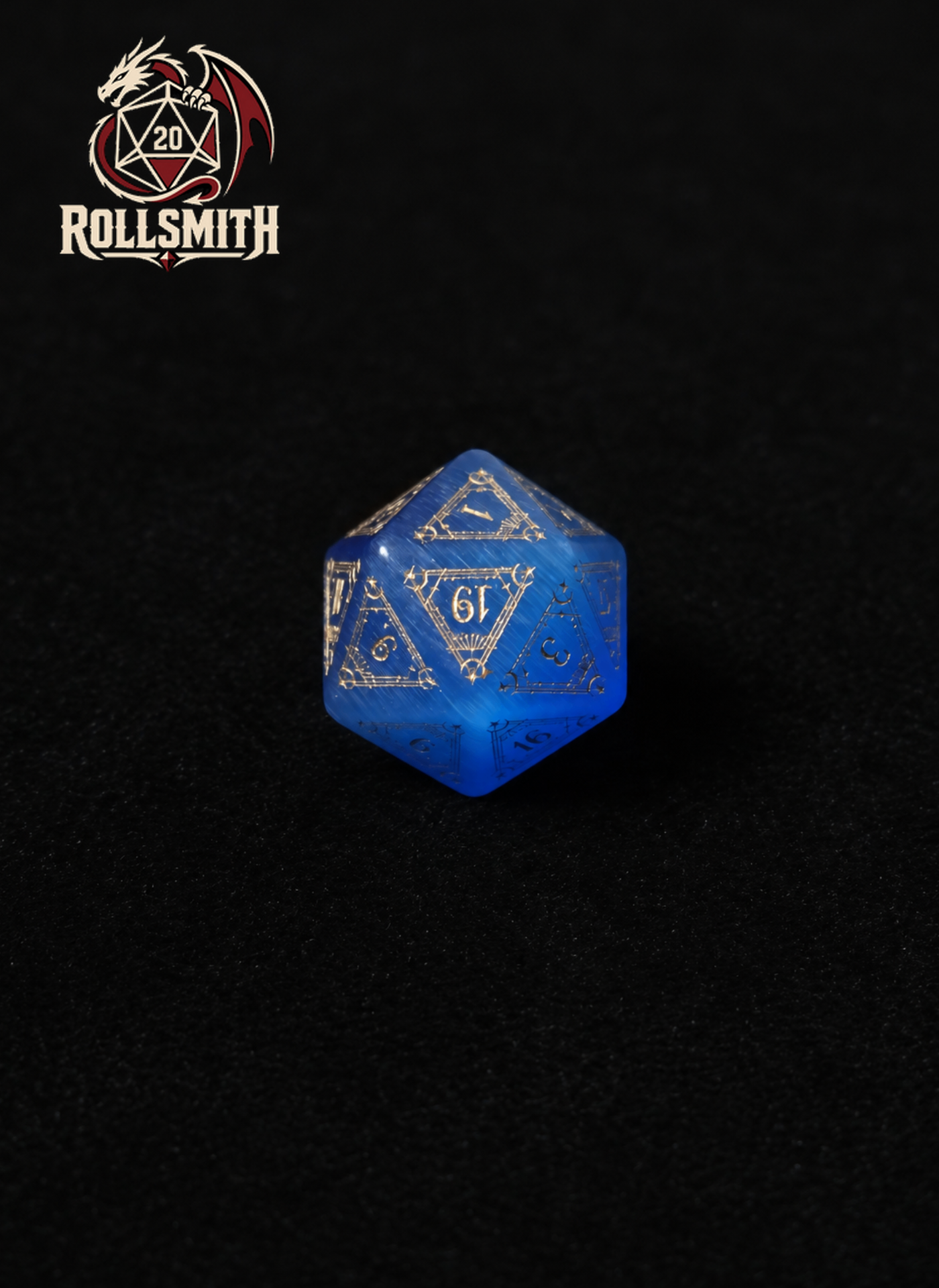 Eye of the Azure Moon – Blue Cat’s Eye 7-Piece Polyhedral Dice Set