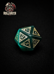 Breath of the Emerald Abyss – Green Cat’s Eye 7-Piece Polyhedral Dice Set