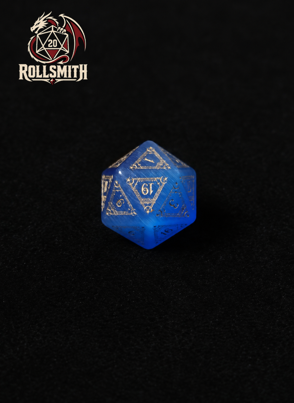 Eye of the Azure Moon – Blue Cat’s Eye 7-Piece Polyhedral Dice Set