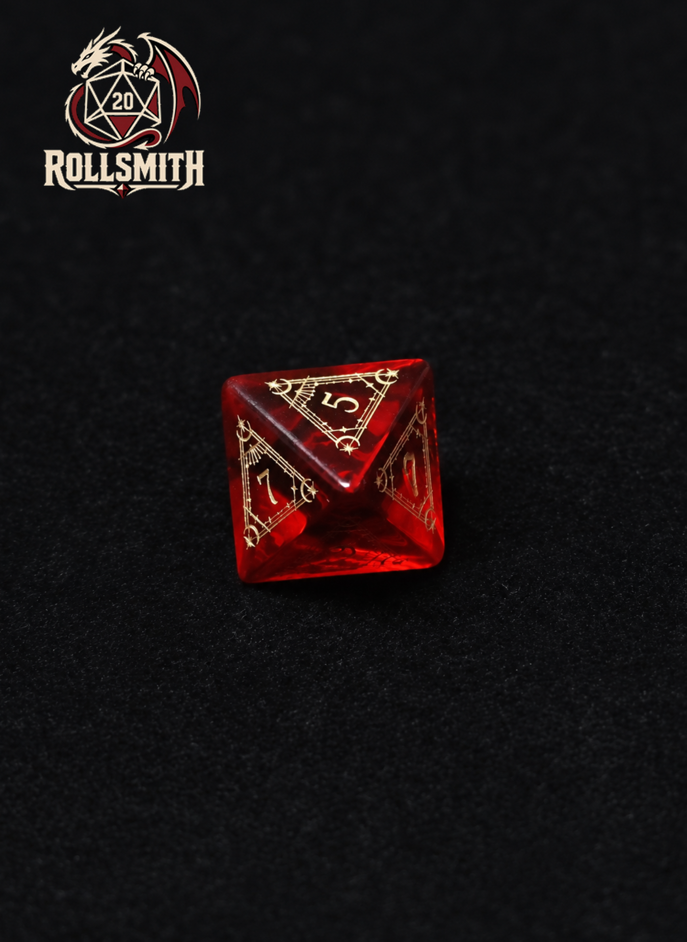 Heart of the Crimson Flame – Red K9 Crystal Glass 7-Piece Dice Set
