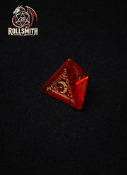 Heart of the Crimson Flame – Red K9 Crystal Glass 7-Piece Dice Set