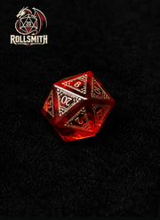 Heart of the Crimson Flame – Red K9 Crystal Glass 7-Piece Dice Set