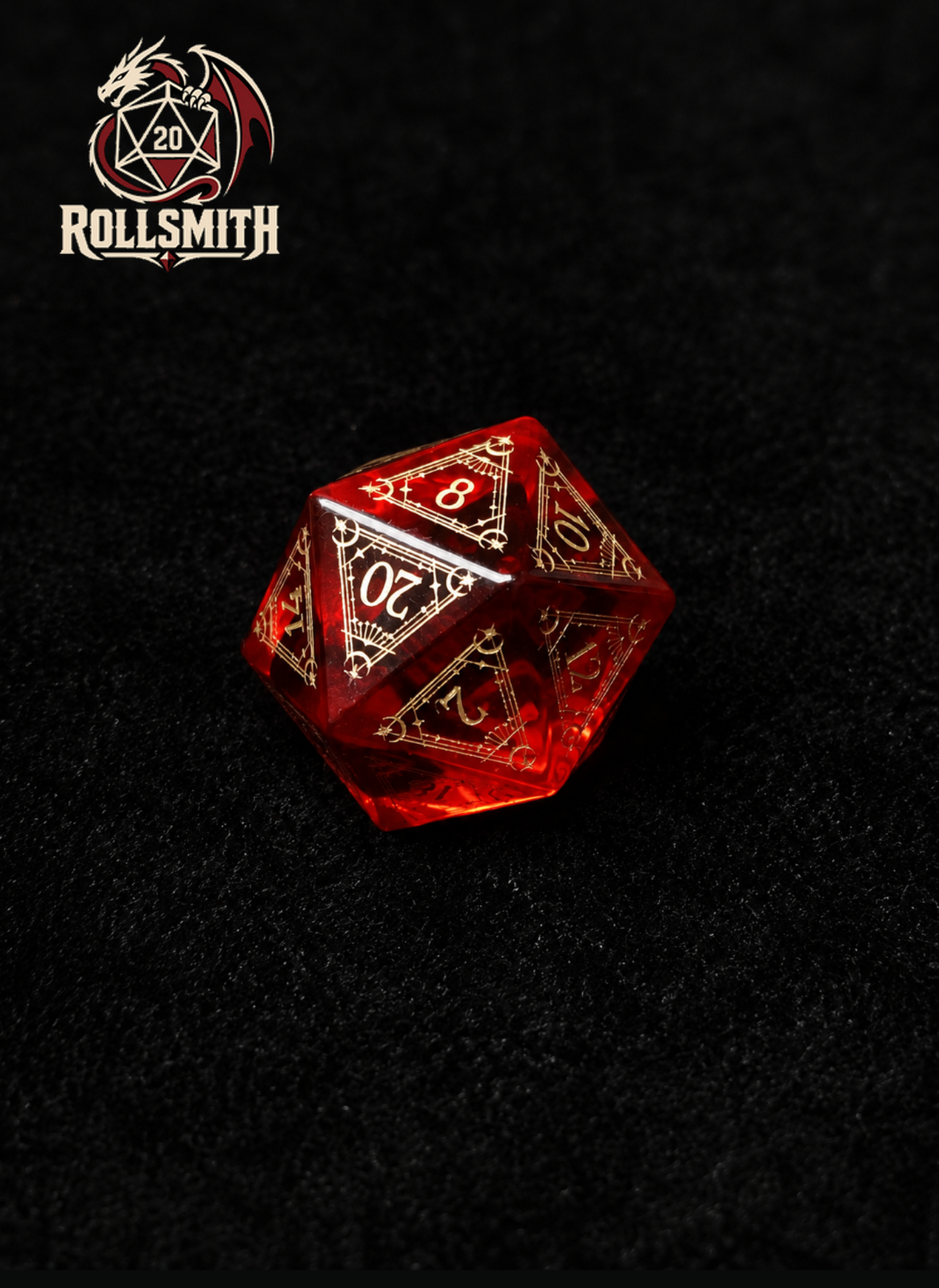Heart of the Crimson Flame – Red K9 Crystal Glass 7-Piece Dice Set