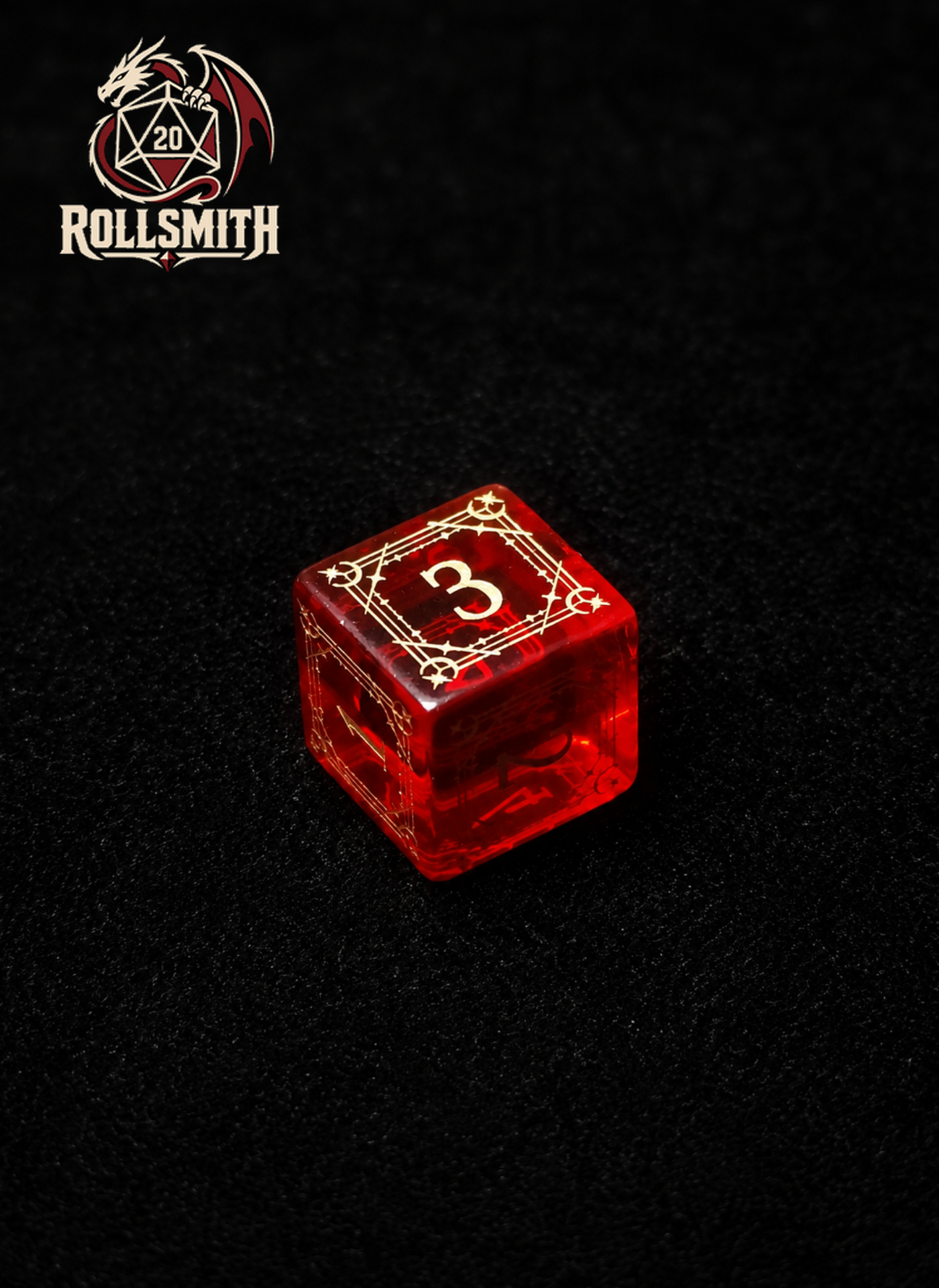 Heart of the Crimson Flame – Red K9 Crystal Glass 7-Piece Dice Set