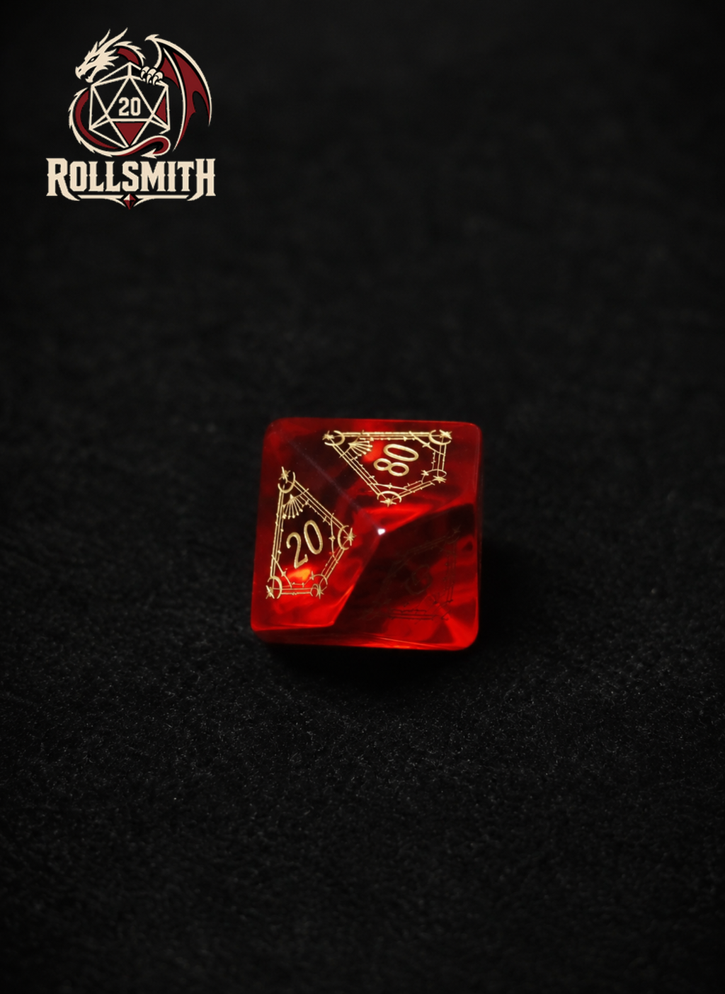 Heart of the Crimson Flame – Red K9 Crystal Glass 7-Piece Dice Set