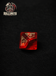 Heart of the Crimson Flame – Red K9 Crystal Glass 7-Piece Dice Set