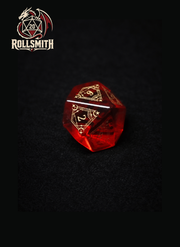 Heart of the Crimson Flame – Red K9 Crystal Glass 7-Piece Dice Set