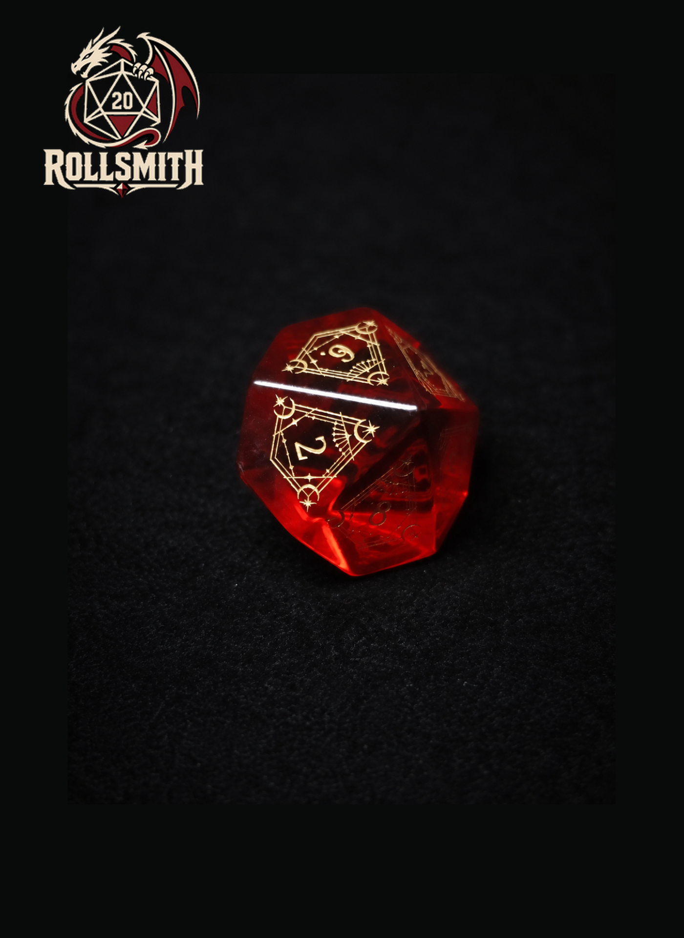 Heart of the Crimson Flame – Red K9 Crystal Glass 7-Piece Dice Set