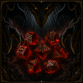 Heart of the Crimson Flame – Red K9 Crystal Glass 7-Piece Dice Set
