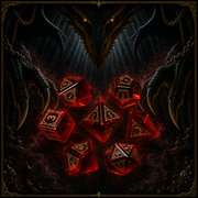 Heart of the Crimson Flame – Red K9 Crystal Glass 7-Piece Dice Set