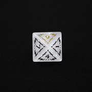 Sigil of the Iridescent Sky – White Crystal Rune DnD Dice Set