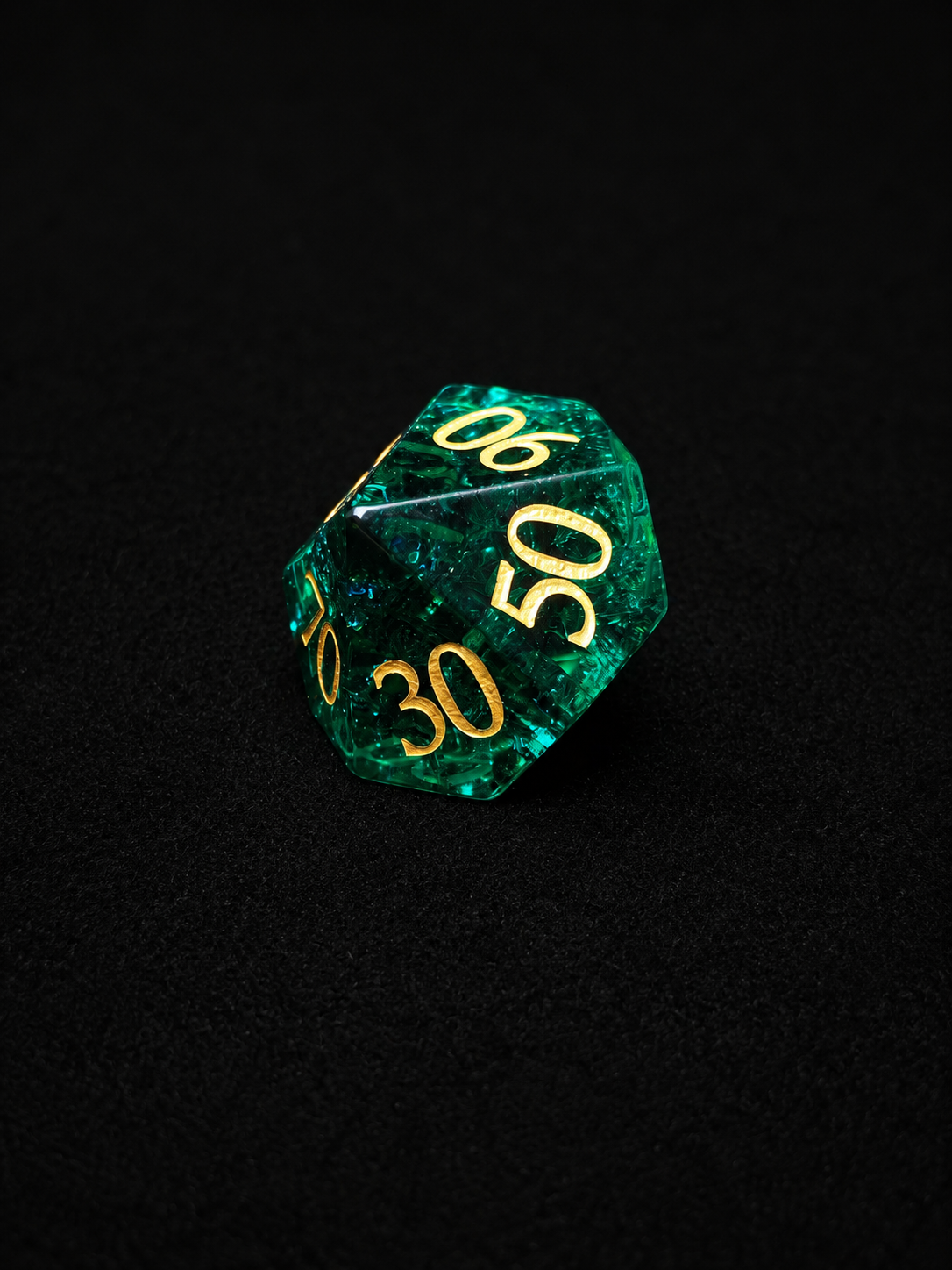 The Drowned Oath｜Green K9 Crystal Glass DnD Dice Set