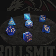 Eye of the Azure Moon – Blue Cat’s Eye 7-Piece Polyhedral Dice Set